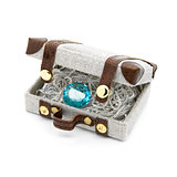 Retro suitcase with silver and blue topaz