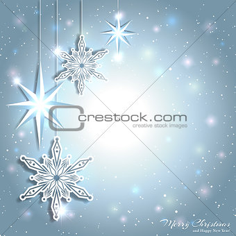 Sparkling Christmas Star Snowflake Background
