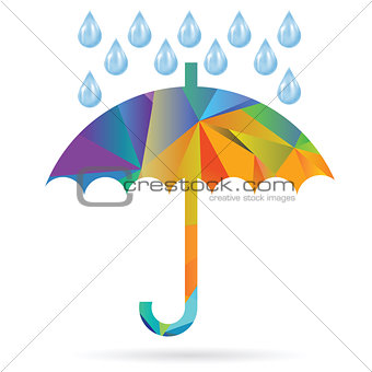 umbrella colored polygonal silhouette