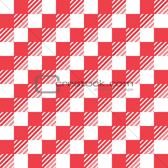 Red and white checked tablecloth