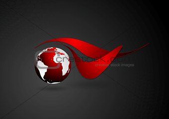 Abstract technical logo with dark globe