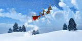 Winter Landscape with santa in the sky