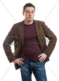 Young cool trendy man with glasses