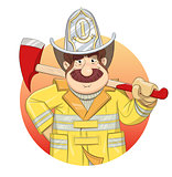 Fireman in uniform with ax.