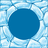 Round frame on blue Ice seamless pattern
