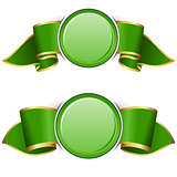Green round frame with ribbon