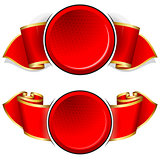 Red round frame with ribbon