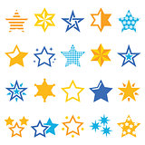 Stars gold and blue vector icons