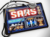 SARS Diagnosis on the Display of Medical Tablet.