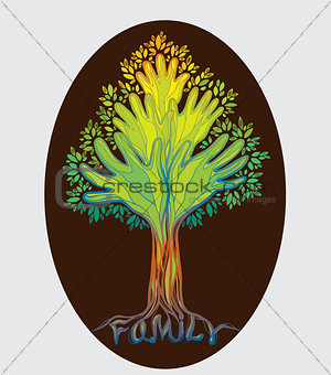 Family hand tree. Concept illustration.