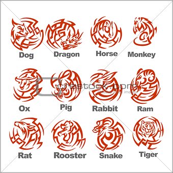 Chinese Horoscope - vector set.