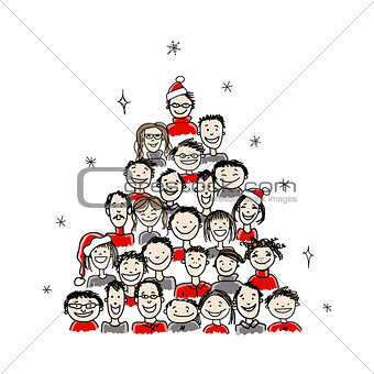Christmas tree made from group of people for your design