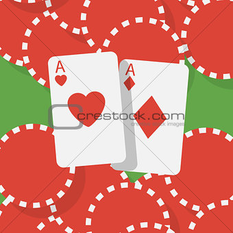 Aces and gambling chips