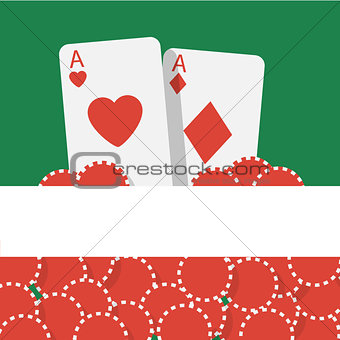 Vector poker background with playing cards and chips
