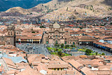 aerial view of Cuzco city peruvian Andes