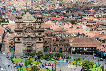 aerial view of Cuzco city peruvian Andes