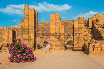 The Hadrien Gate roman avenue in Nabatean city of  Petra Jordan