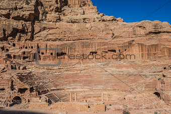 roman theater arena in Nabatean city of  Petra Jordan
