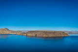 Titicaca Lake from Silustani in the peruvian Andes at Puno Peru