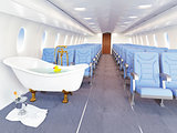 luxury bathtube in airplane