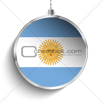 Merry Christmas Silver Ball with Flag Argentina