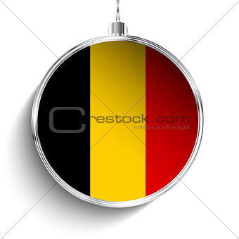 Merry Christmas Silver Ball with Flag Belgium