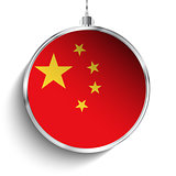 Merry Christmas Silver Ball with Flag China