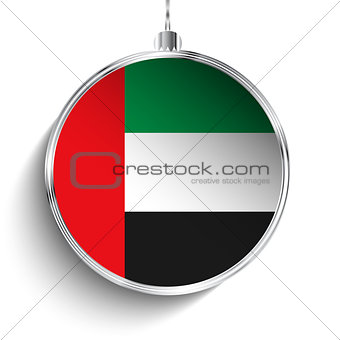 Merry Christmas Silver Ball with Flag Emirates