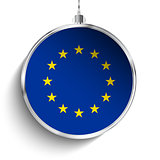 Merry Christmas Silver Ball with Flag Europe