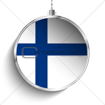 Merry Christmas Silver Ball with Flag Finland