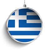 Merry Christmas Silver Ball with Flag Greece