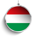 Merry Christmas Silver Ball with Flag Hungary