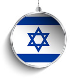 Merry Christmas Silver Ball with Flag Israel