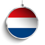 Merry Christmas Silver Ball with Flag Netherlands