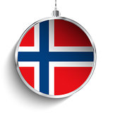 Merry Christmas Silver Ball with Flag Norway
