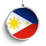 Merry Christmas Silver Ball with Flag Philippines