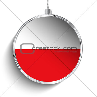 Merry Christmas Silver Ball with Flag Poland