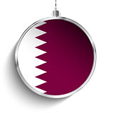 Merry Christmas Silver Ball with Flag Qatar