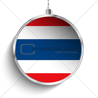 Merry Christmas Silver Ball with Flag Thailand