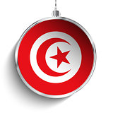 Merry Christmas Silver Ball with Flag Tunisia