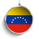 Merry Christmas Silver Ball with Flag Venezuela