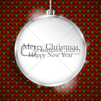 Merry Christmas Happy New Year Ball Silver  on Geometric Seamles