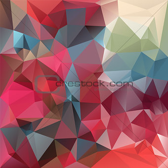 vector polygonal background - triangular design in red and blue colors - strawberry