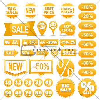 Yellow Sale Banners Ribbons Labels