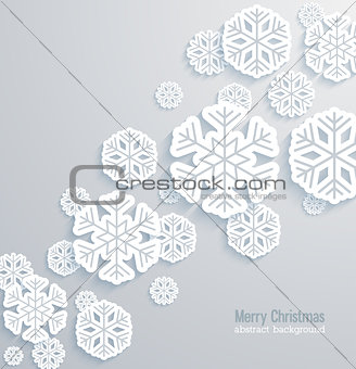 Christmas background with paper snowflakes.