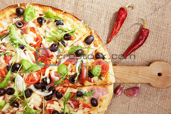 Delicious country style pizza.