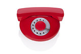 Red retro phone isolated. 