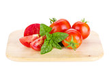Ripe tomatoes and basil