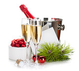 Champagne and christmas gifts