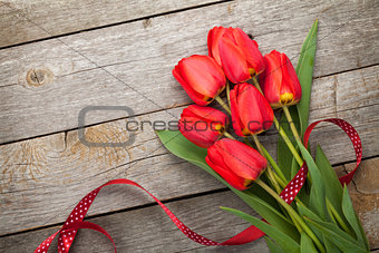 Fresh red tulips bouquet